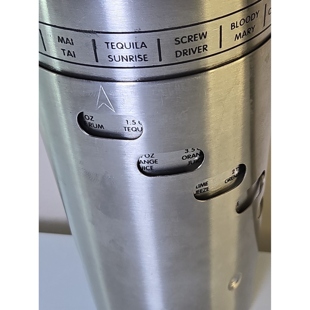 Oggi Dial A Drink Cocktail Shaker Stainless Steel Recipe 34oz Rotating Sleeve - Picture 2 of 10